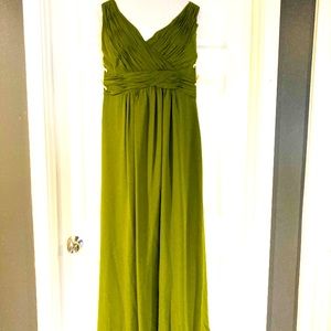 Amazing olive chiffon gown worn once sz 20-22